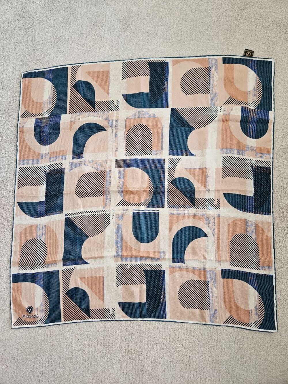 Pink Blue Silk twill scarf 90cms